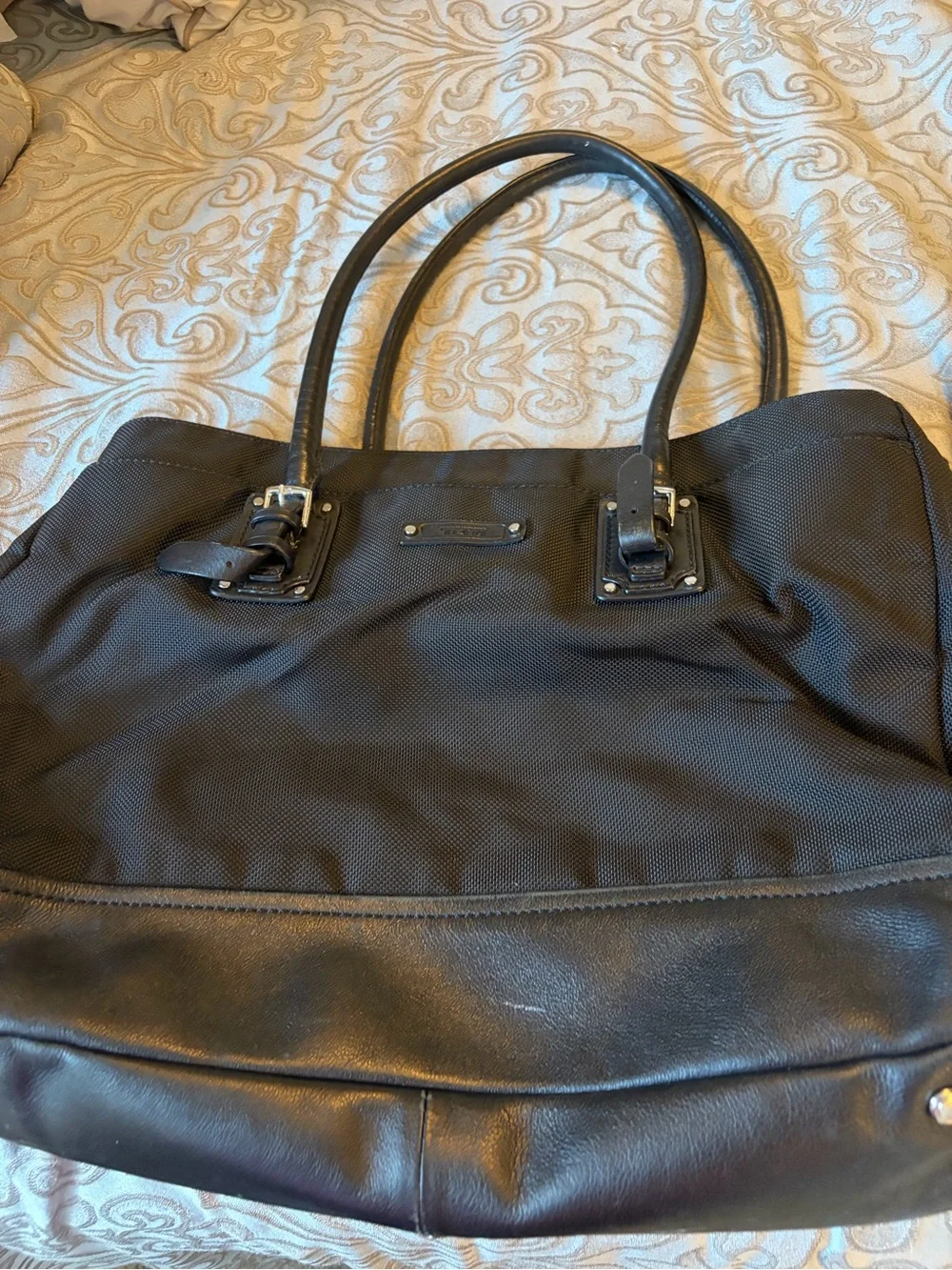 TUMI Black Travel Tote - Durable Nylon Carry Bag